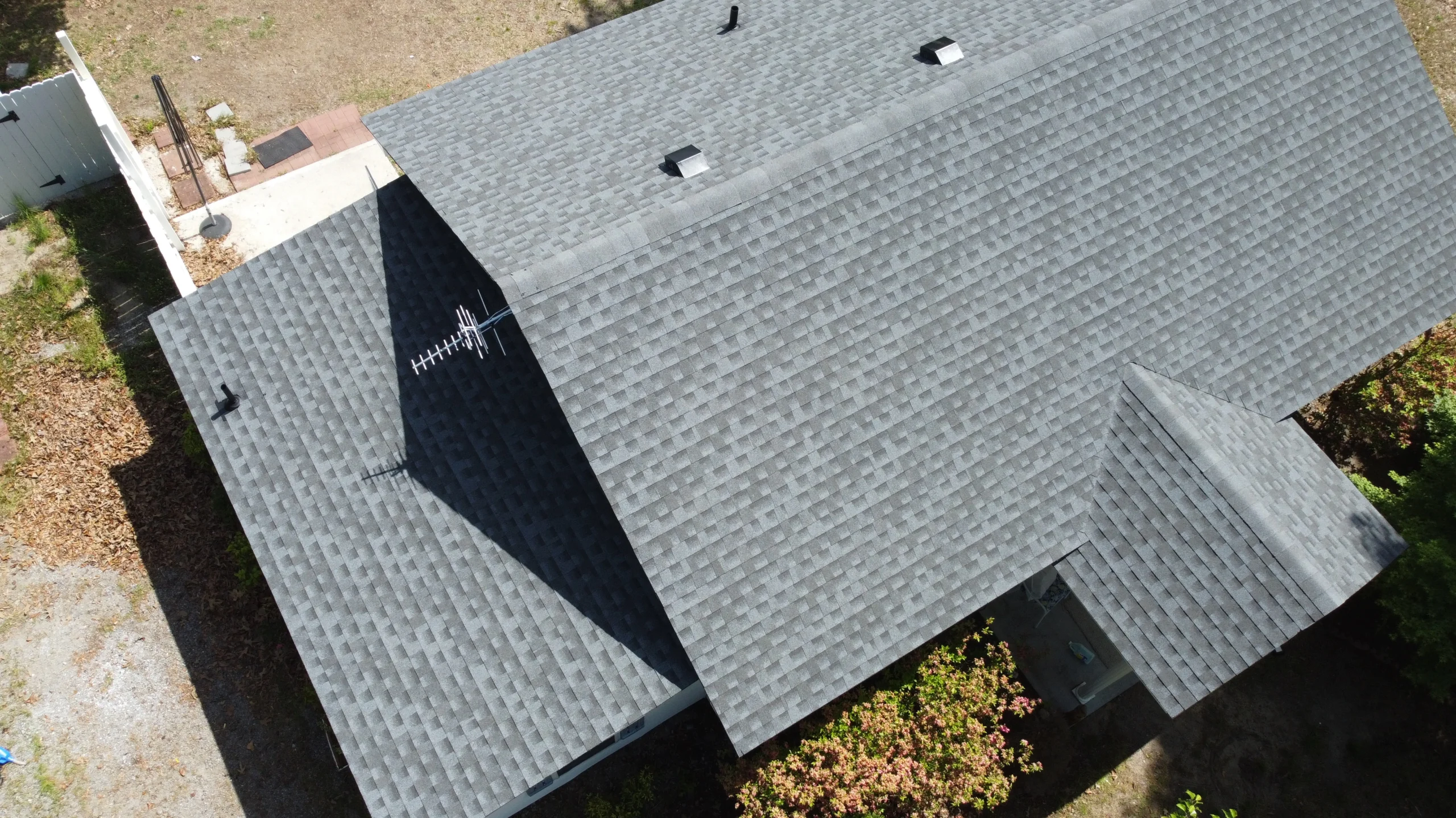 close up to gray shingle roof