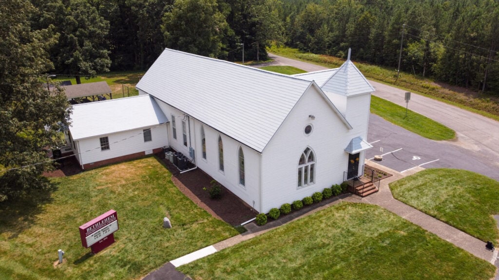 church with gaf timbersteel roof