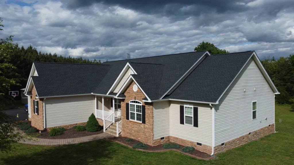 small house exterior and gutters