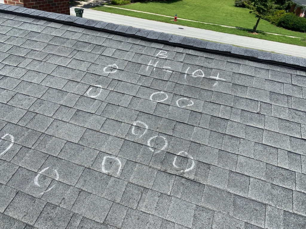 roof hail damage marks