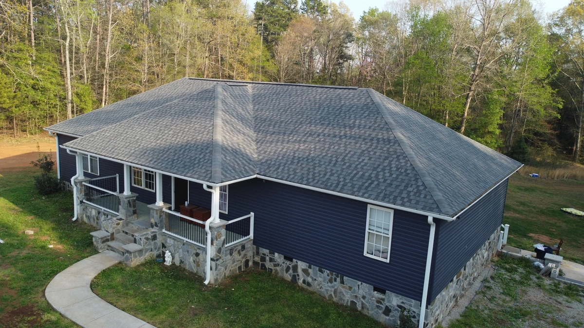 new installed gutters of the house