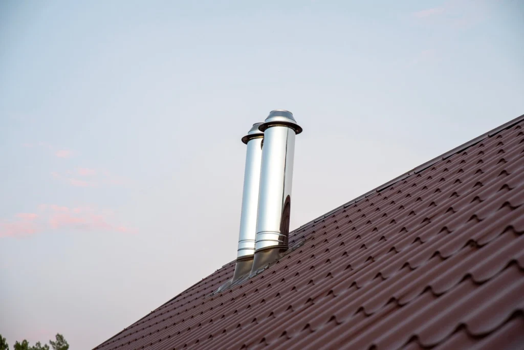 brown metal roof with vent