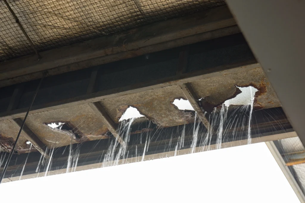 holes in a roof leaking