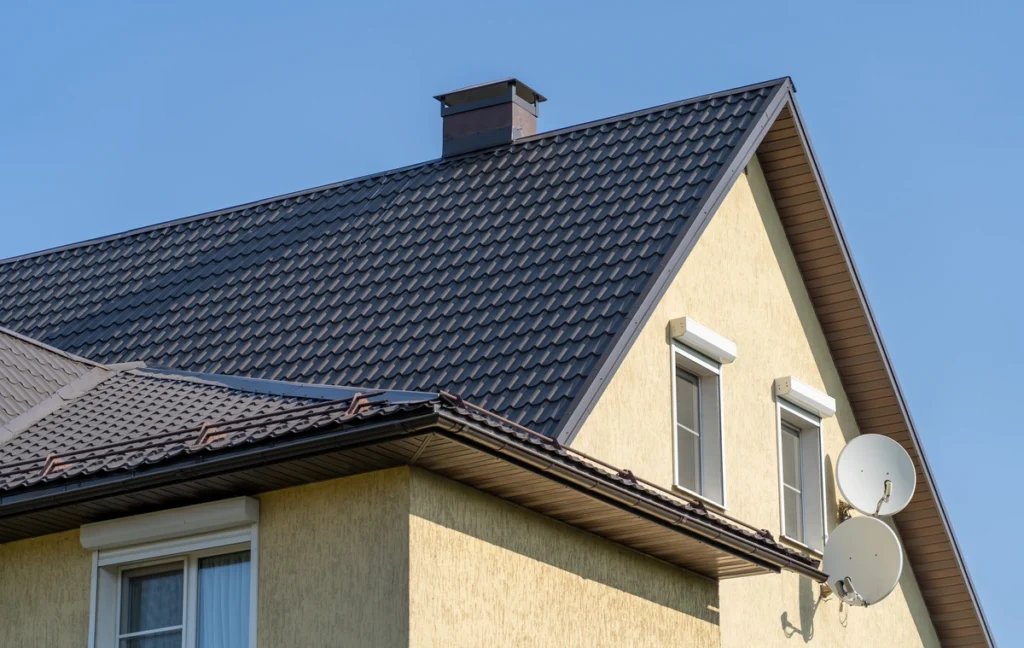 metal roof tiles on house