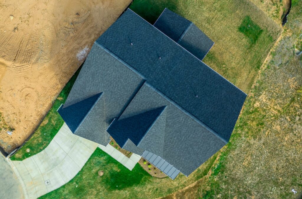 aerial view of black shingles