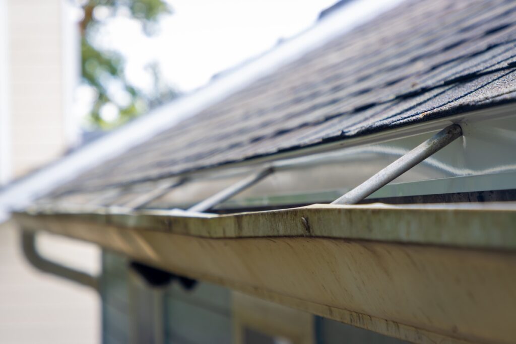 Old gutter on house