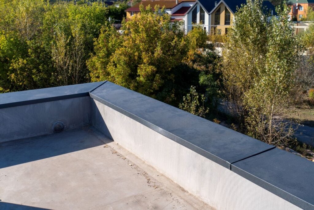 flat roof flashing silver commercial building